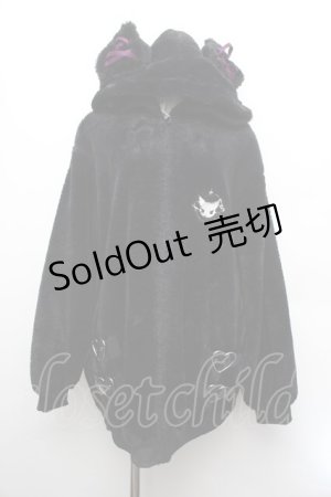 画像: NOEMIE / クロミ ハートバックル付きユニセックスファーブルゾン  黒 S-26-01-08-031-LO-TO-HR-ZS