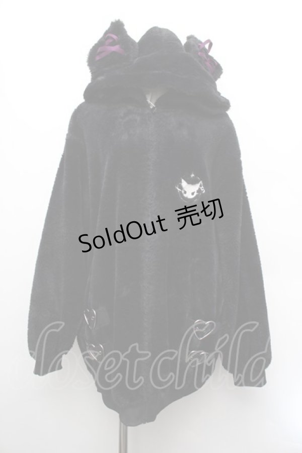 画像1: NOEMIE / クロミ ハートバックル付きユニセックスファーブルゾン  黒 S-26-01-08-031-LO-TO-HR-ZS (1)