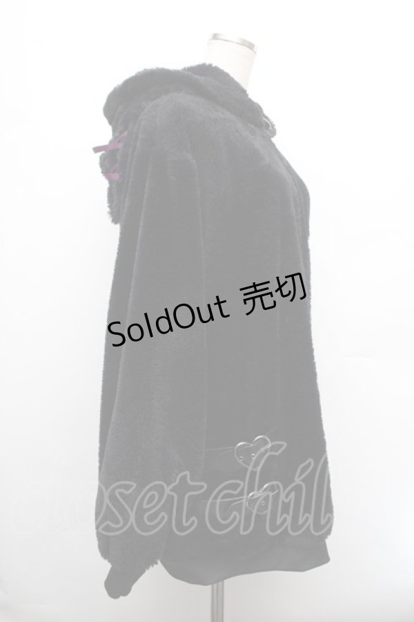 画像2: NOEMIE / クロミ ハートバックル付きユニセックスファーブルゾン  黒 S-26-01-08-031-LO-TO-HR-ZS (2)