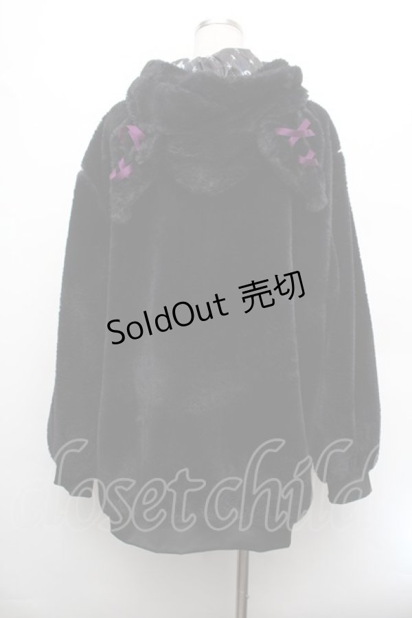 画像3: NOEMIE / クロミ ハートバックル付きユニセックスファーブルゾン  黒 S-26-01-08-031-LO-TO-HR-ZS (3)