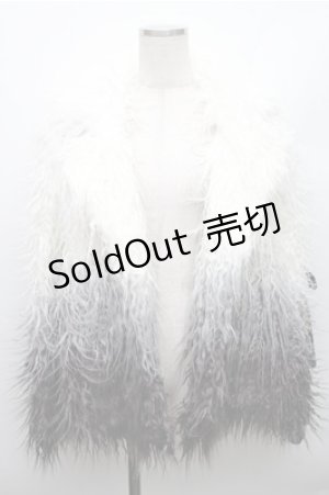 画像: BLOOD SUPPLY（海外ブランド） / 袖リボンファーコート  黒ｘ白 S-26-01-09-004-EL-SK-HR-ZS