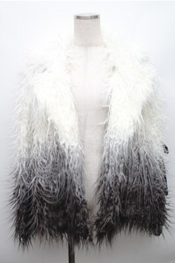 画像1: BLOOD SUPPLY（海外ブランド） / 袖リボンファーコート  黒ｘ白 S-26-01-09-004-EL-SK-HR-ZS (1)