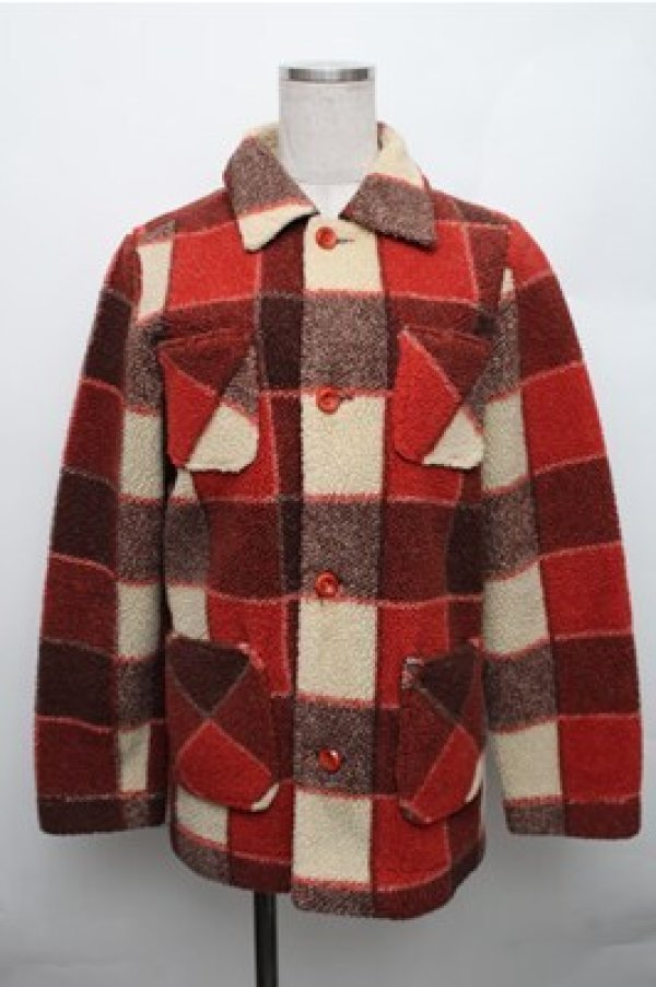 画像1: ALGONQUINS / チェックボアジャケット  ブラウン S-26-01-09-010-AL-CO-HR-ZS (1)