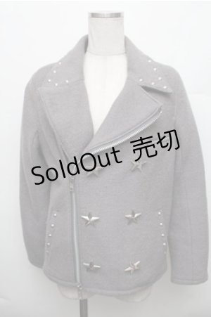 画像: Candy Stripper / スタッズジャケット  グレー S-26-01-09-012-PU-JA-HR-ZS
