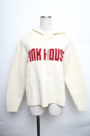 画像: PINK HOUSE / ロゴニットパーカー  オフｘ赤 S-26-01-09-002-LO-TO-AS-ZS