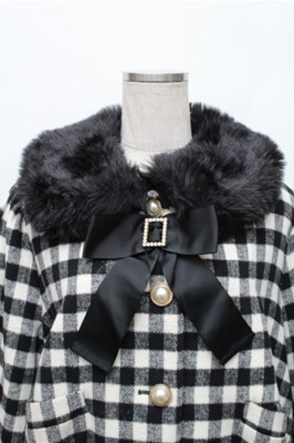 画像3: Ank Rouge / チェックドーリーショートコート  黒ｘ白 S-26-01-09-013-CA-CO-HR-ZS (3)