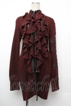 画像: Ozz Croce / フリルニットカーディガン  ブラウン S-26-01-10-033-OO-TO-AS-ZS