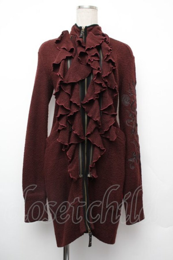 画像1: Ozz Croce / フリルニットカーディガン  ブラウン S-26-01-10-033-OO-TO-AS-ZS (1)