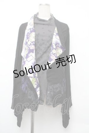 画像: gouk / 和柄プリントカーディガン  黒 S-26-01-10-034-GO-TO-AS-ZS