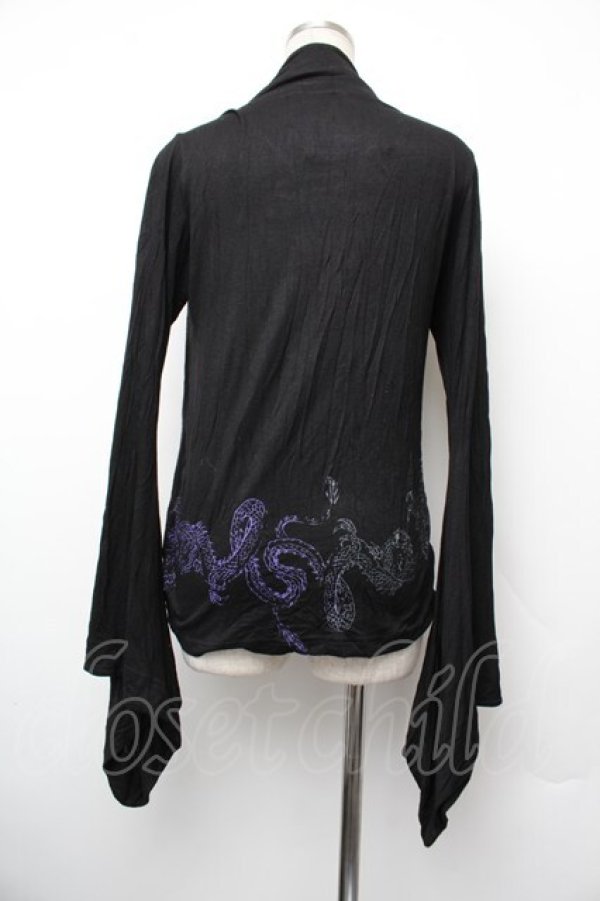 画像4: gouk / 和柄プリントカーディガン  黒 S-26-01-10-034-GO-TO-AS-ZS (4)