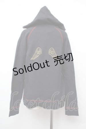 画像: PEACE NOW / 羽根刺繍パーカー  黒 S-26-01-10-037-PU-TO-AS-ZS