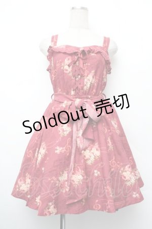 画像: LIZ LISA / 音符×花柄×天使柄ワンピース  ワイン S-26-01-10-047-LO-OP-AS-ZS