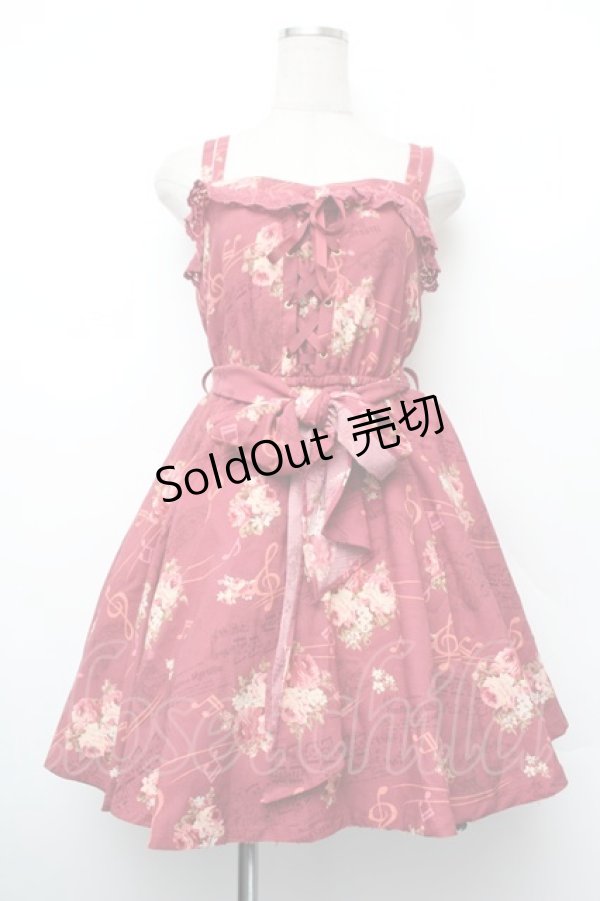 画像1: LIZ LISA / 音符×花柄×天使柄ワンピース  ワイン S-26-01-10-047-LO-OP-AS-ZS (1)