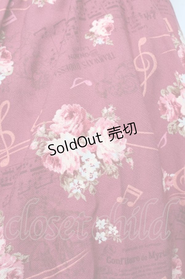 画像4: LIZ LISA / 音符×花柄×天使柄ワンピース  ワイン S-26-01-10-047-LO-OP-AS-ZS (4)