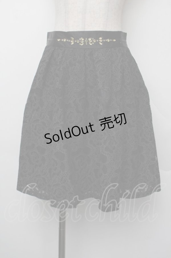 画像1: axes femme / ウエストビジューオパールスカート  黒 S-26-01-10-056-AX-SK-AS-ZS (1)