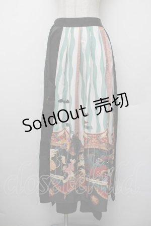 画像: ALICE and the PIRATES / Escape Beast 柄ワイドパンツ  黒ｘ緑 S-26-01-10-057-PA-PA-HR-ZS