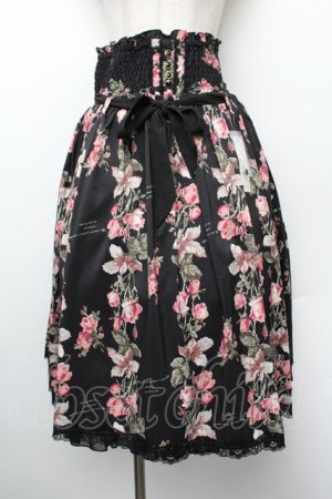 画像: axes femme / 花柄ミディ丈スカート  黒 S-26-01-10-059-AX-SK-HR-ZS