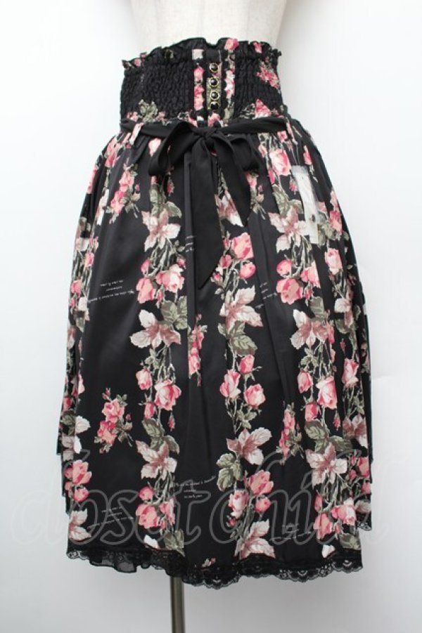 画像1: axes femme / 花柄ミディ丈スカート  黒 S-26-01-10-059-AX-SK-HR-ZS (1)