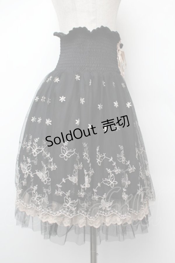 画像2: axes femme / バタフライ刺繍ハイウエストスカート  黒 S-26-01-10-060-AX-SK-HR-ZS (2)