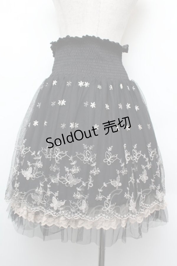 画像3: axes femme / バタフライ刺繍ハイウエストスカート  黒 S-26-01-10-060-AX-SK-HR-ZS (3)