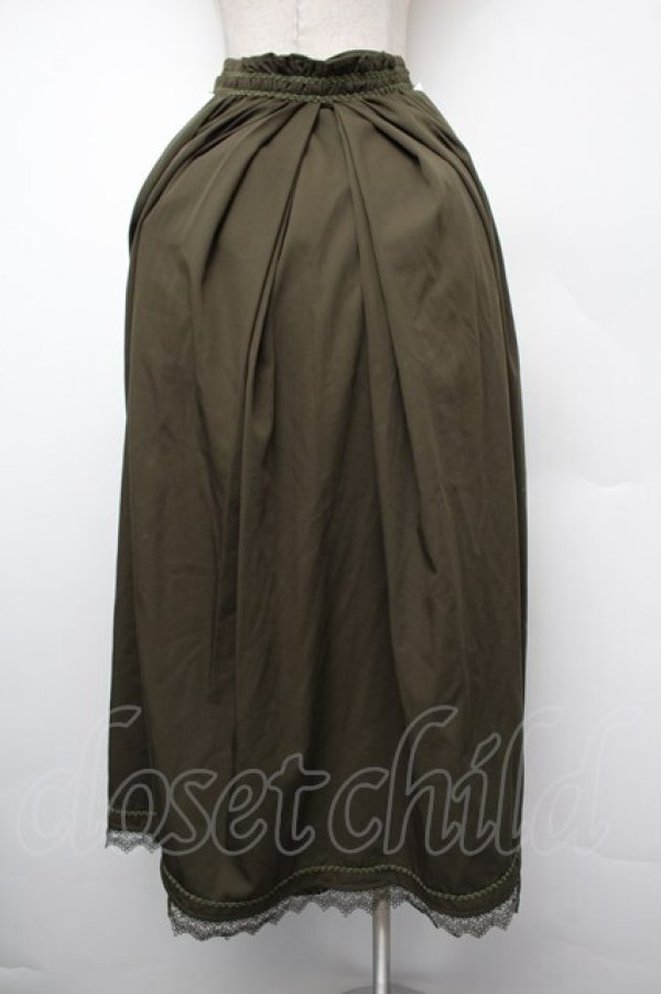 画像3: 中国ロリータ / エプロン付き裾刺繍ロングスカート  カーキｘ白 S-26-01-10-065-LO-SK-HR-ZS (3)