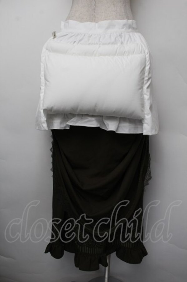 画像6: 中国ロリータ / エプロン付き裾刺繍ロングスカート  カーキｘ白 S-26-01-10-065-LO-SK-HR-ZS (6)