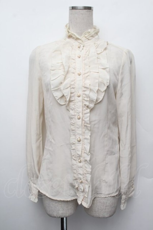 画像1: axes femme / ハイネックフリルブラウス  オフ S-26-01-10-019-AX-BL-AS-ZS (1)