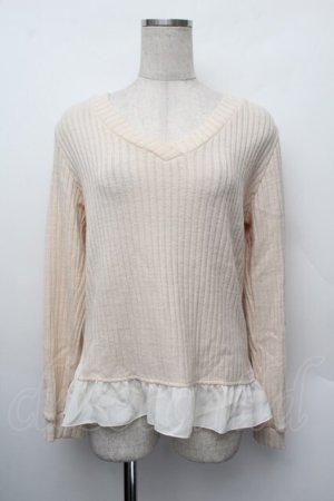 画像: axes femme / レース切替ニット  オフ S-26-01-10-021-AX-TO-AS-ZS