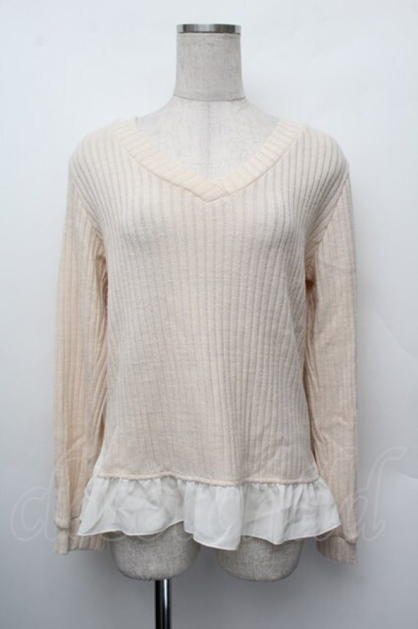 画像1: axes femme / レース切替ニット  オフ S-26-01-10-021-AX-TO-AS-ZS (1)