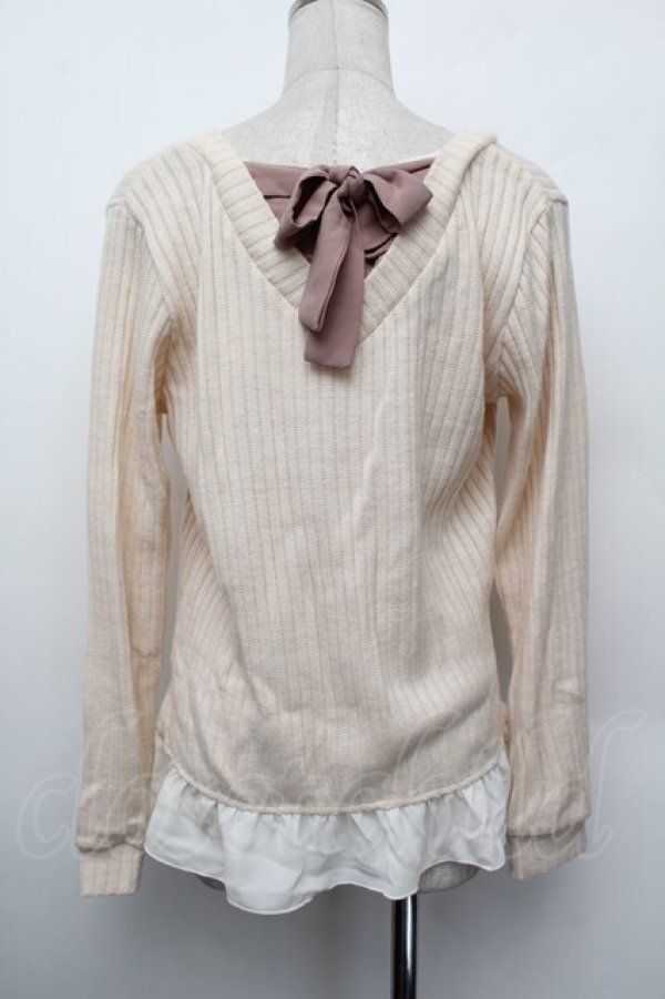 画像3: axes femme / レース切替ニット  オフ S-26-01-10-021-AX-TO-AS-ZS (3)