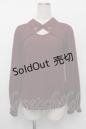 画像: axes femme / カットワークデザインプルオーバー  ワイン S-26-01-10-024-AX-TO-AS-ZS