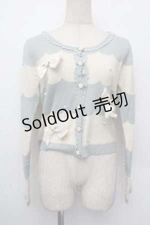 画像: axes femme POETIQUE / 巻きバラリボン付ニットカーディガン  グリーン S-26-01-10-028-AX-TO-AS-ZS