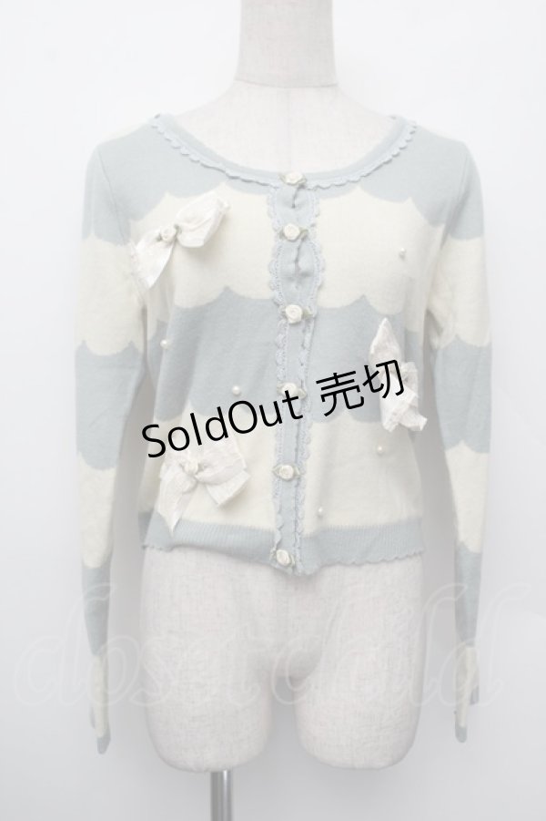 画像1: axes femme POETIQUE / 巻きバラリボン付ニットカーディガン  グリーン S-26-01-10-028-AX-TO-AS-ZS (1)