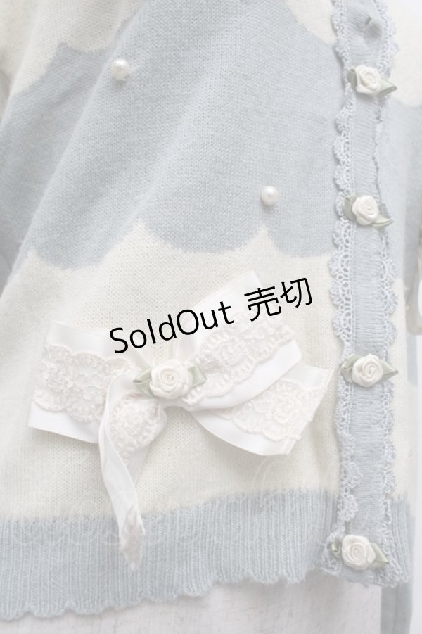 画像4: axes femme POETIQUE / 巻きバラリボン付ニットカーディガン  グリーン S-26-01-10-028-AX-TO-AS-ZS (4)