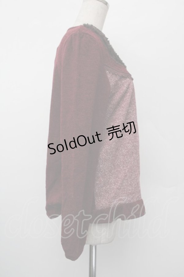 画像2: axes femme / ファー襟トップス  ワイン S-26-01-10-029-AX-TO-AS-ZS (2)