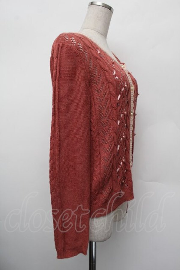 画像2: axes femme / リボンレースアップカーディガン  オレンジ S-26-01-10-030-AX-TO-AS-ZS (2)