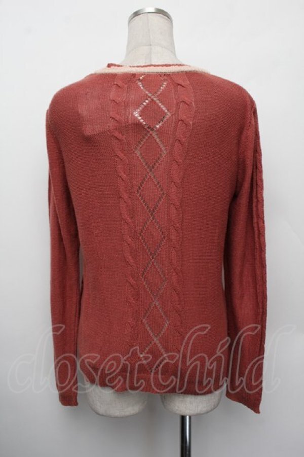 画像3: axes femme / リボンレースアップカーディガン  オレンジ S-26-01-10-030-AX-TO-AS-ZS (3)