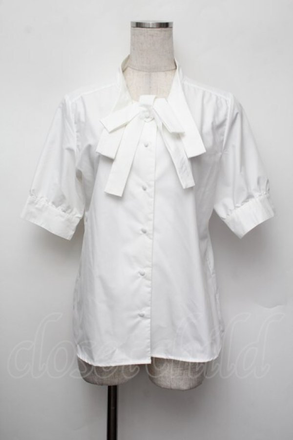 画像1: Fi.n.t / ロゴ刺繍ボウタイブラウス  白 S-26-01-13-001-CA-BL-AS-ZS (1)