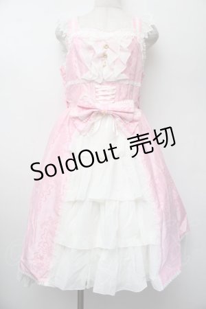 画像: metamorphose / フロッキーシャンタンコルセット風ジャンパースカート 1 ピンク S-26-01-13-030-ME-OP-HR-ZS