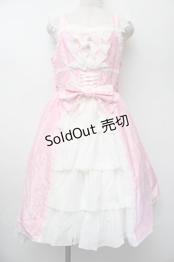 画像1: metamorphose / フロッキーシャンタンコルセット風ジャンパースカート 1 ピンク S-26-01-13-030-ME-OP-HR-ZS (1)