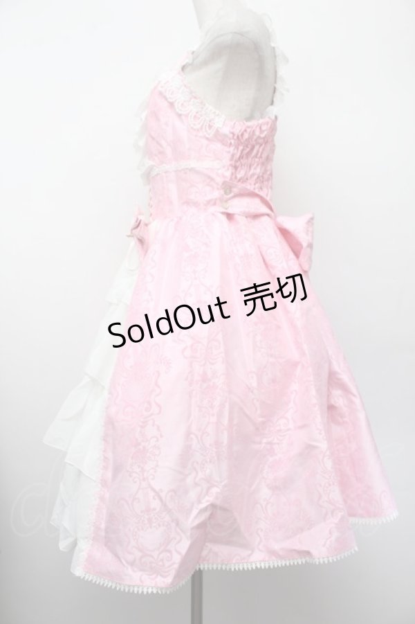 画像2: metamorphose / フロッキーシャンタンコルセット風ジャンパースカート 1 ピンク S-26-01-13-030-ME-OP-HR-ZS (2)