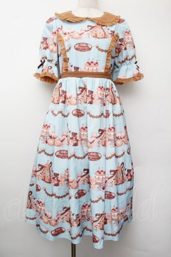 画像1: axes femme Kawaii / お菓子の家柄ワンピース  ミント S-26-01-13-035-AX-BL-HR-ZS (1)