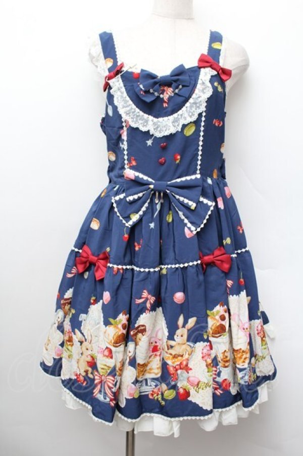 画像1: metamorphose / Sweet Rabbitsリボンジャンパースカート  青 S-26-01-13-045-ME-OP-HR-ZS (1)