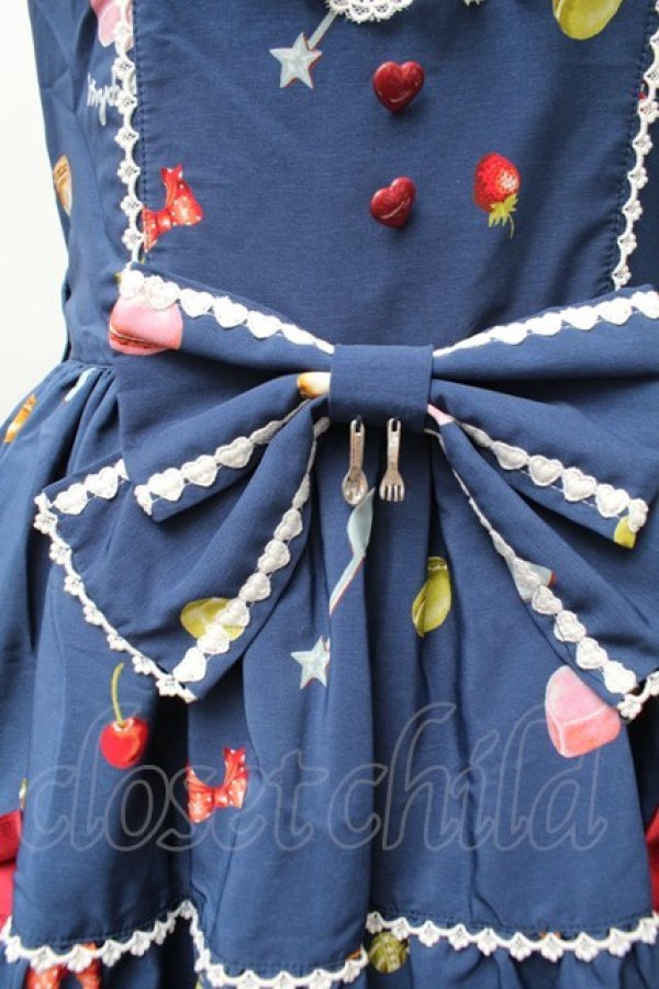 画像4: metamorphose / Sweet Rabbitsリボンジャンパースカート  青 S-26-01-13-045-ME-OP-HR-ZS (4)