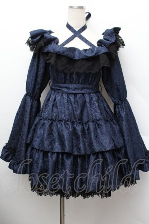 画像: Vallee lys / Coquelicot Dress ミニ丈  ネイビー S-26-01-13-047-GO-OP-HR-ZS