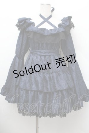 画像: Vallee lys / Coquelicot Dress ミニ丈  ネイビー S-26-01-13-047-GO-OP-HR-ZS