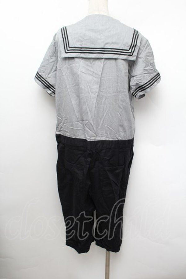 画像3: ネバアランド / ヤマネコ島セーラーロンパース  黒ｘグレー S-26-01-13-049-LO-OP-AS-ZS (3)