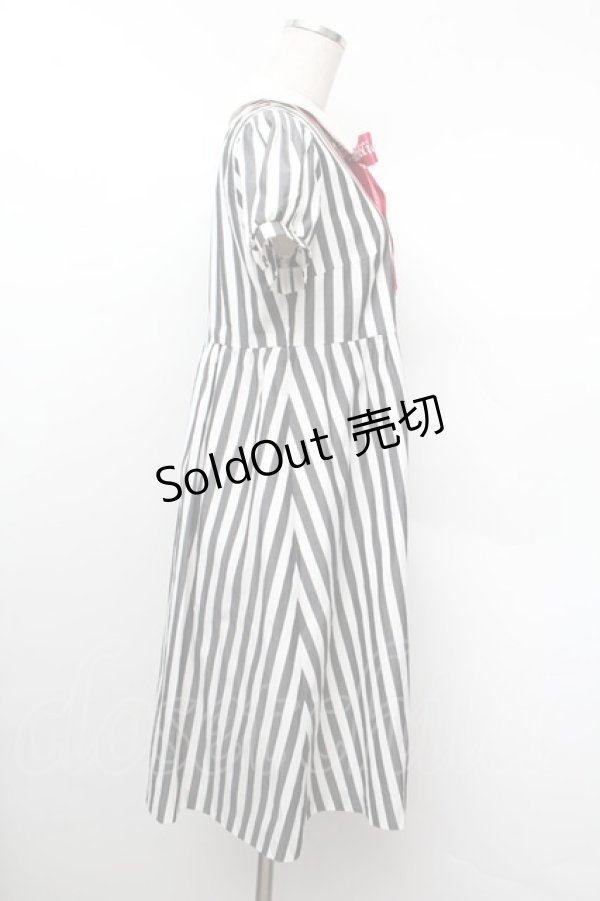 画像2: ネバアランド / ミストラル・ワンピース  グレーｘ白 S-26-01-13-050-LO-OP-AS-ZS (2)