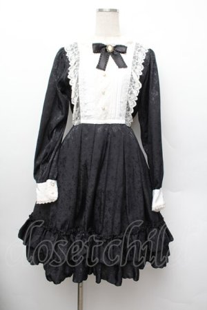 画像: Pina sweetcollection / ローズジャガードワンピース  黒ｘ白 S-26-01-13-052-LO-OP-HR-ZS