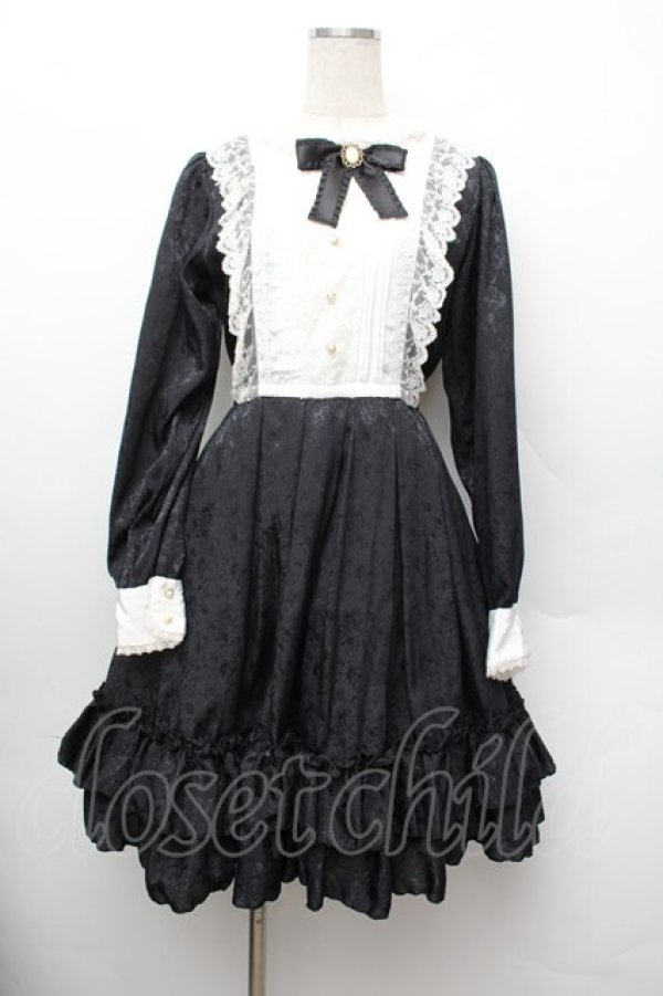 画像1: Pina sweetcollection / ローズジャガードワンピース  黒ｘ白 S-26-01-13-052-LO-OP-HR-ZS (1)